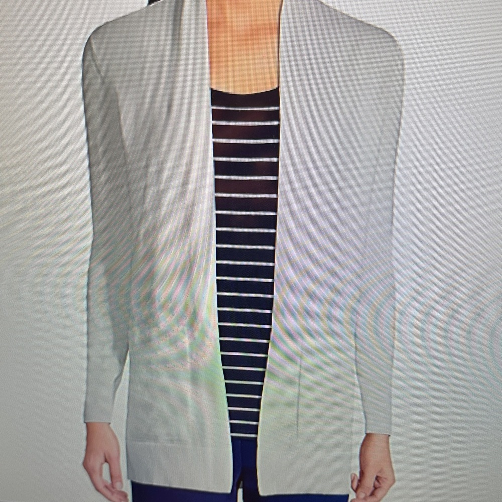 Lands end cotton long sleeve Women's ivory cardigan/ open front